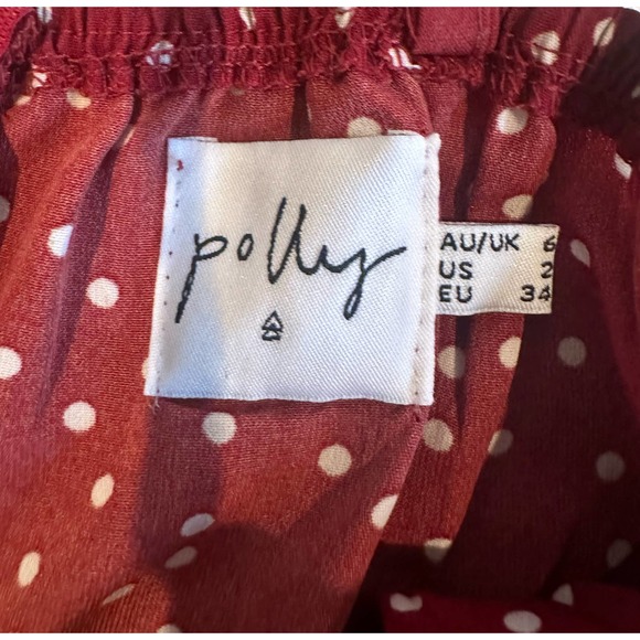 Women US-2 Princess Polly Caesura Wine Red Polka Dot Mini Dress Tie Waist - Picture 3 of 4